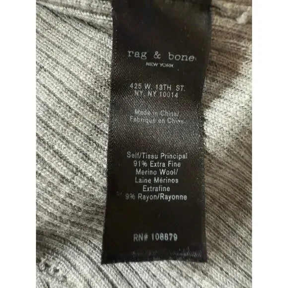 Rag & Bone Small Mock Neck Ribbed Gray Extra Fine Merino Wool Sweater - Picture 7 of 7